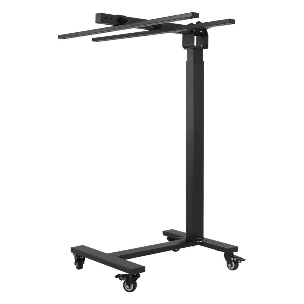 stojan-mito-light-lift-stand-2 MITO LIGHT® Lift Stand – kompaktný manuálny stojan s horizontálnou montážnou konštrukciou a kolieskami, pohľad spredu