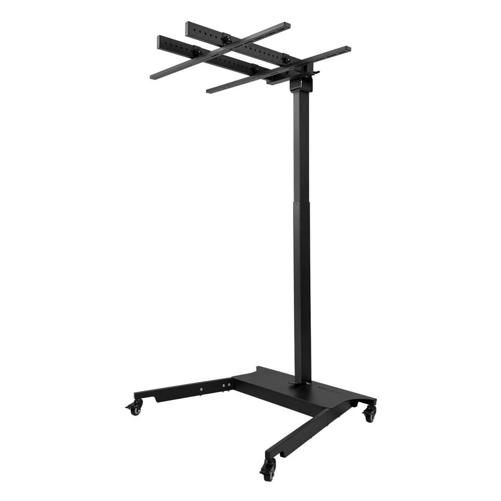 stojan-mito-light-lift-stand-max-8 MITO LIGHT® Lift Stand Max – pohľad zboku na manuálny stojan s horizontálnou konštrukciou pre zavesenie dvoch panelov naraz